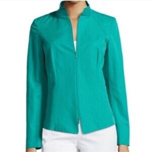 Lafayette 148 New York Doris Cotton and Linen Blend Zip Up Jacket